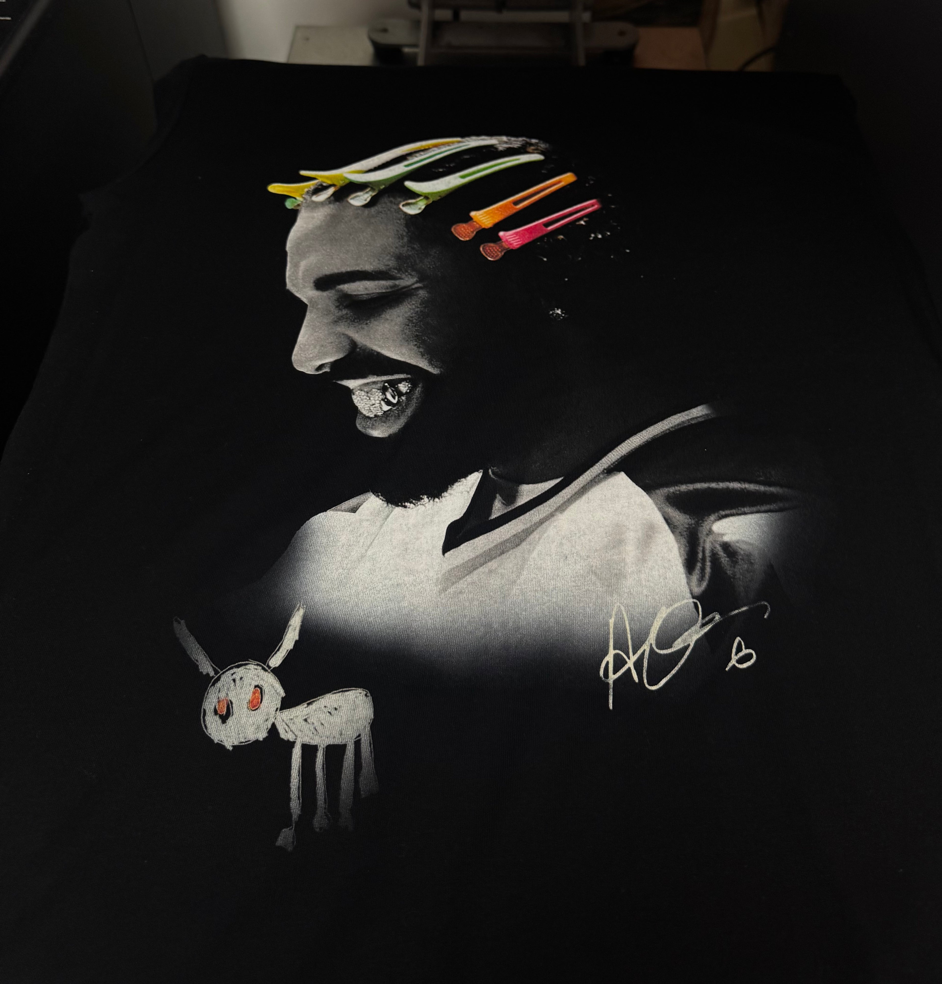 Drake hair clips vintage black heavyweight tee