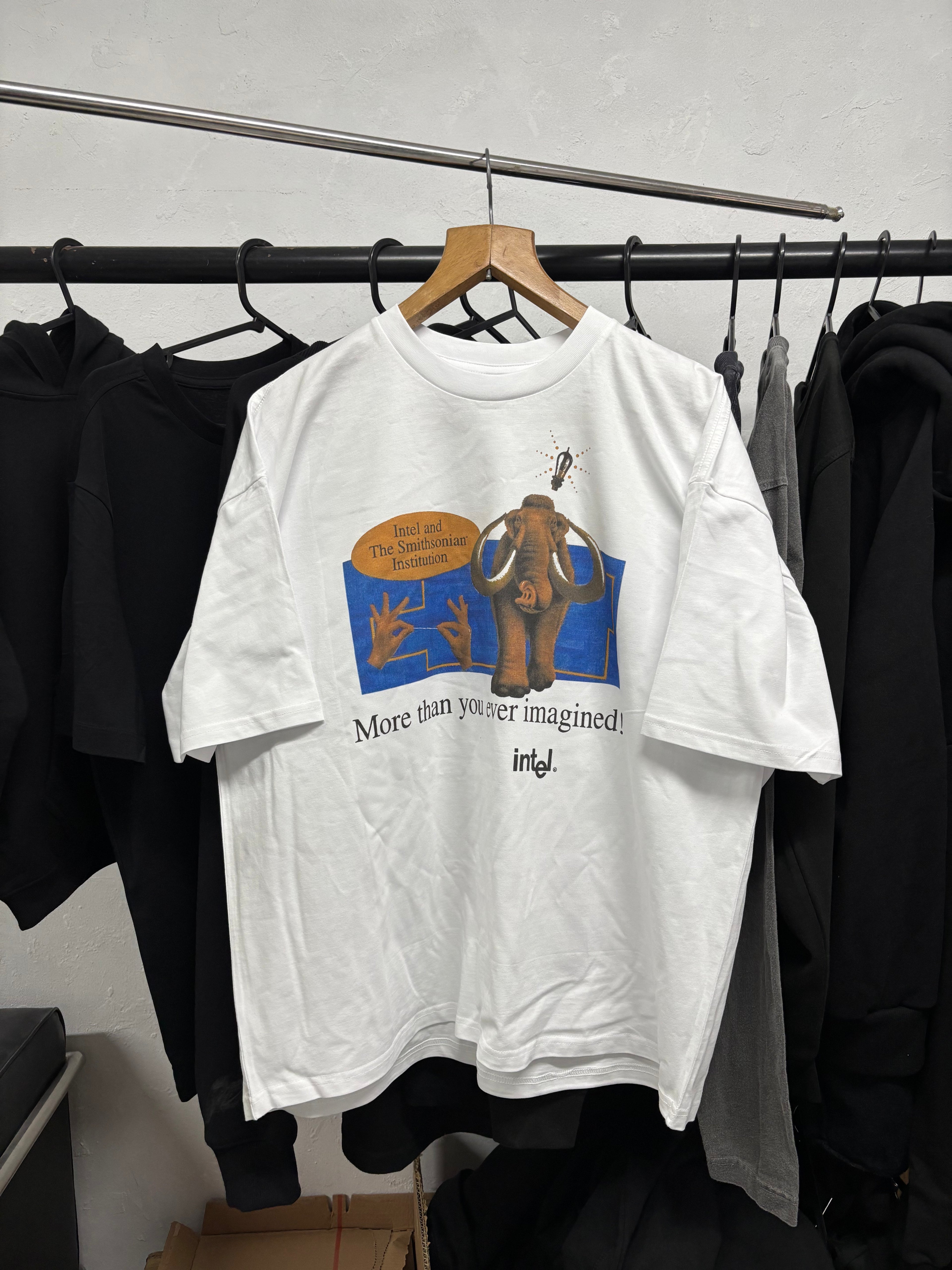 90's intel rare vintage white t-shirt