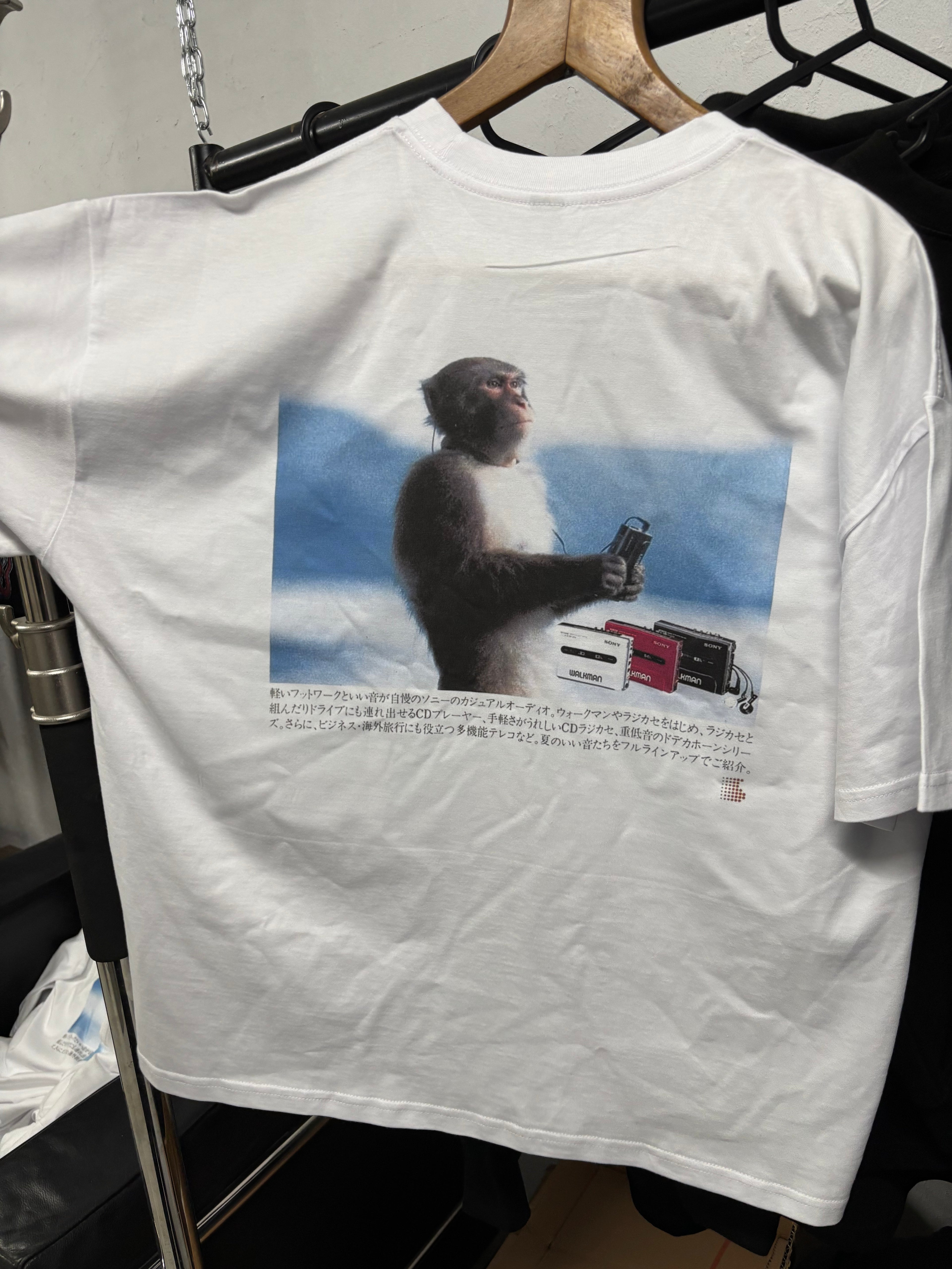 90's Sony Walkman Monkey white t-shirt