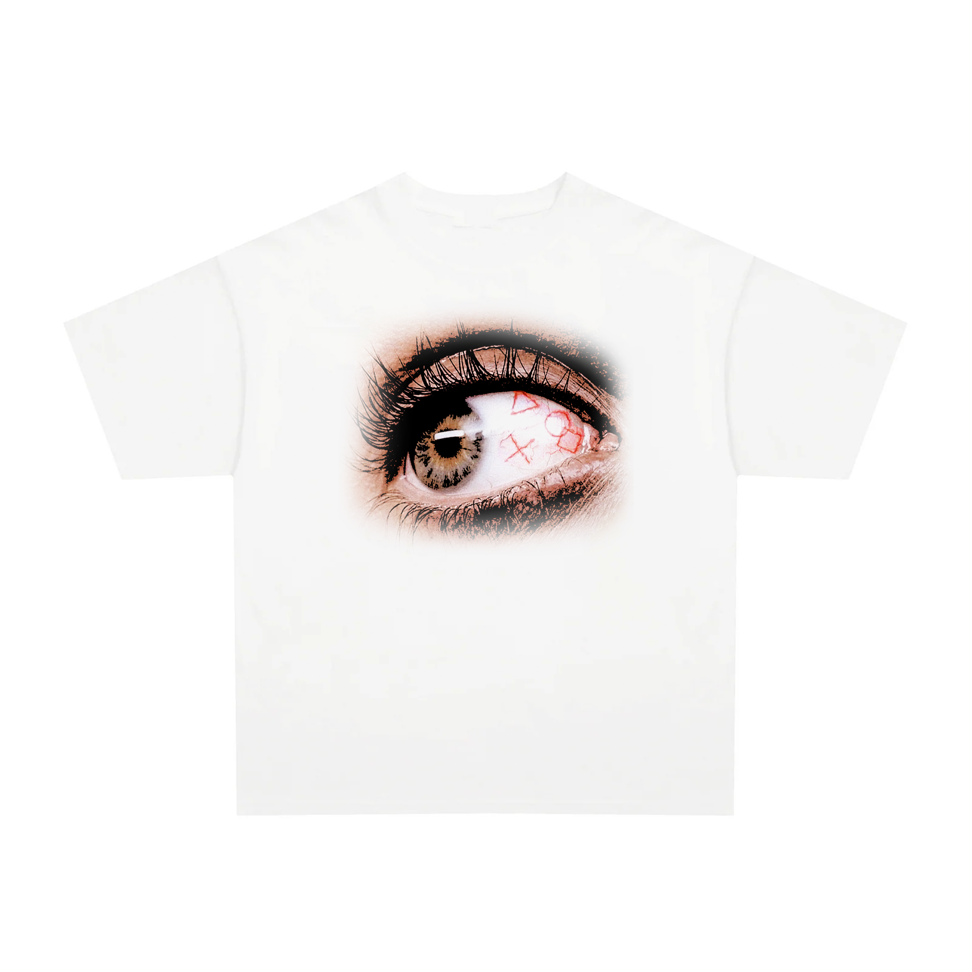 Vintage 2000s PS2 eye white t-shirt, retro arcade gaming posterboy streetwear tee