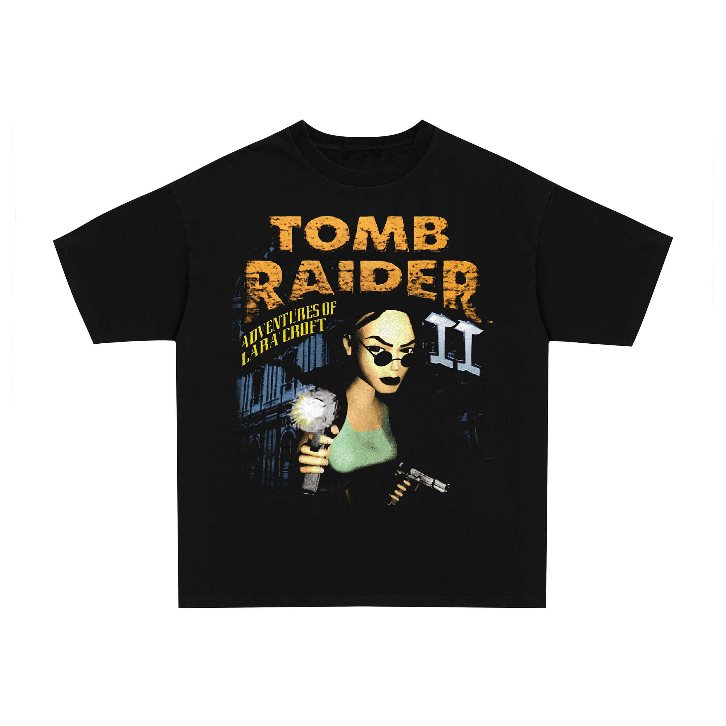 Posterboy 90s PS1 Tomb raider vintage black streetwear heavyweight bootleg,graphic single stitch t-shirt