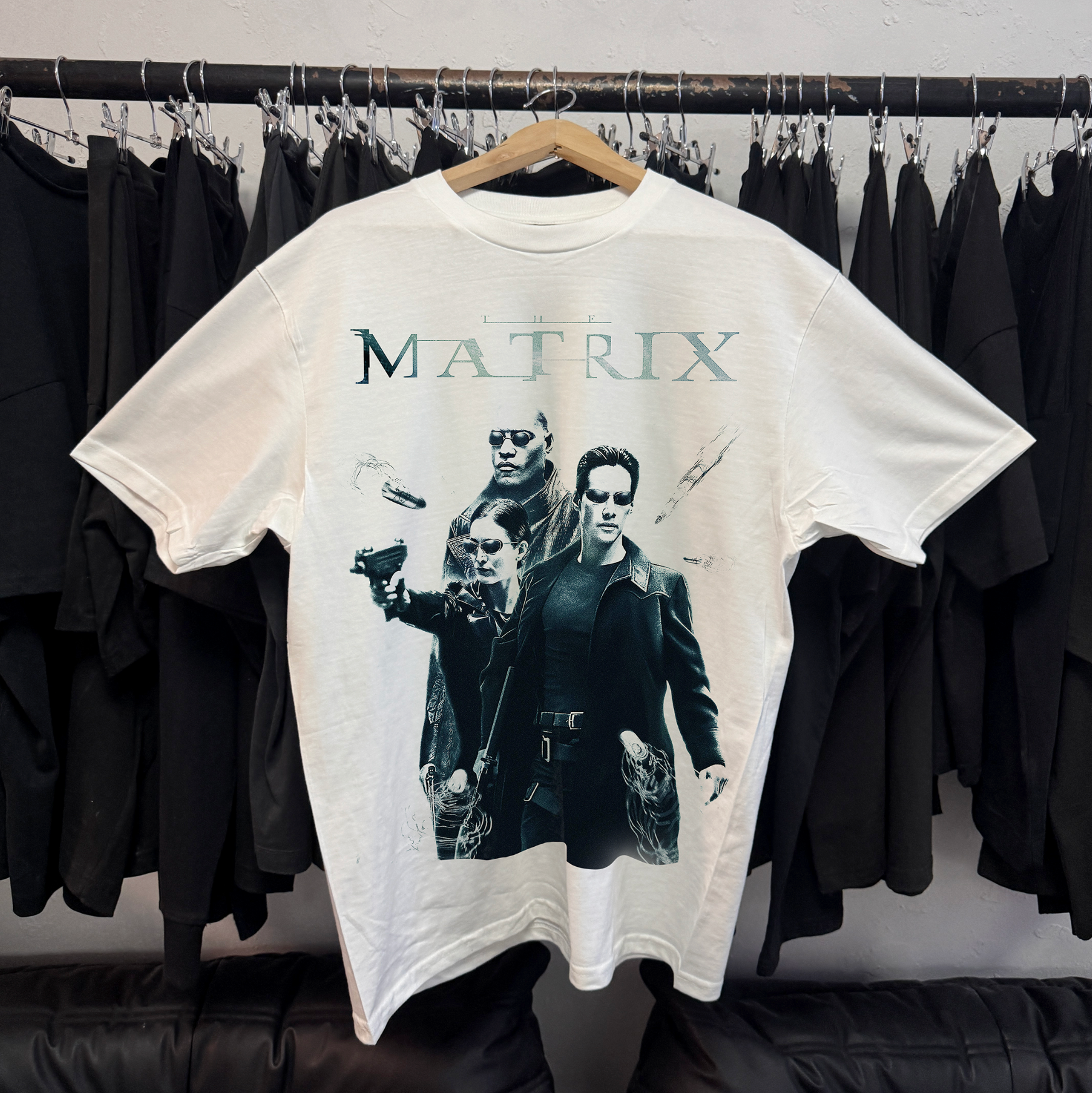 90's Matrix white graphic t-shirt