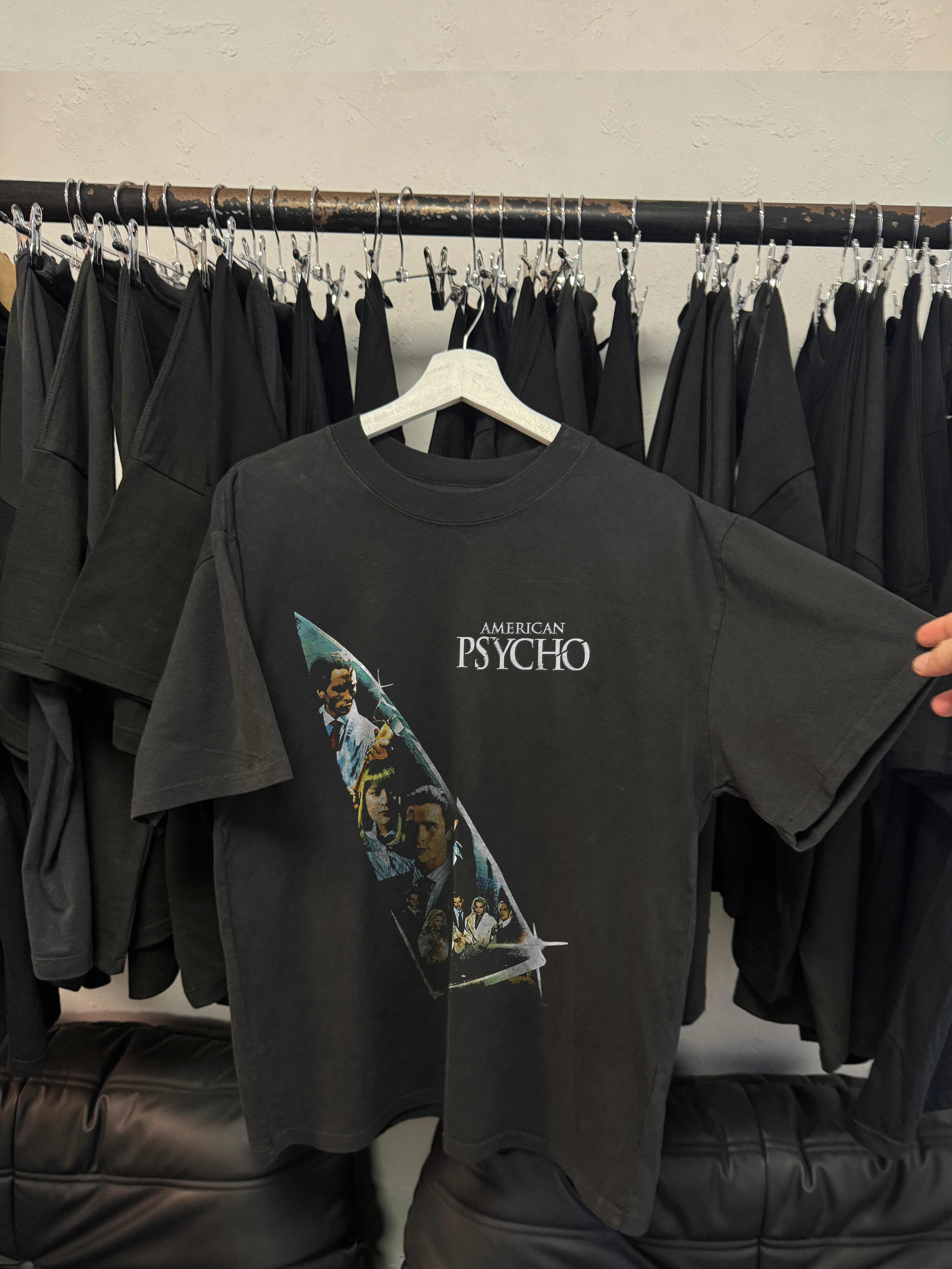 90's American Psycho vintage black graphic t-shirt