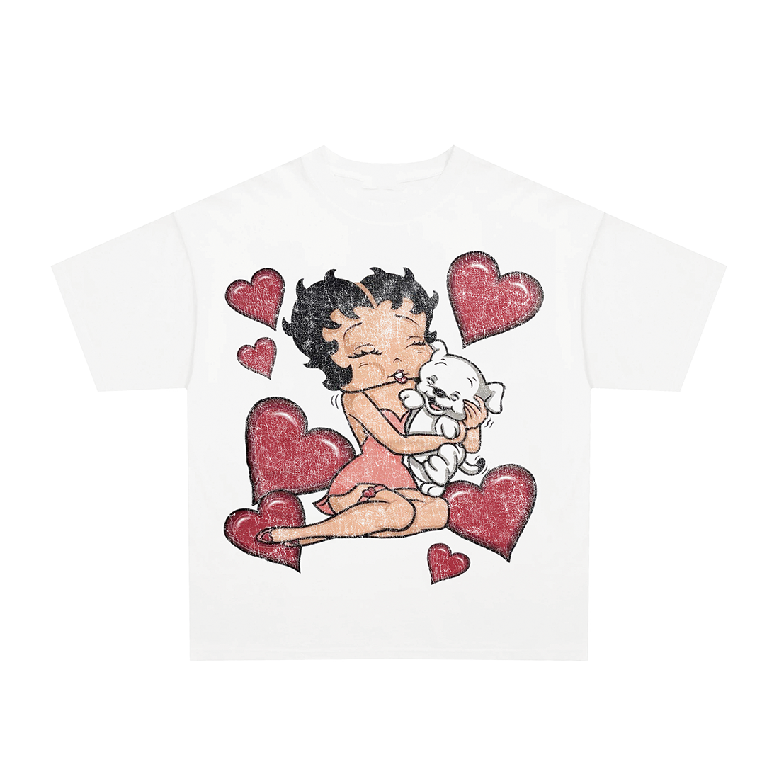 90's Betty boop hearts vintage white tee