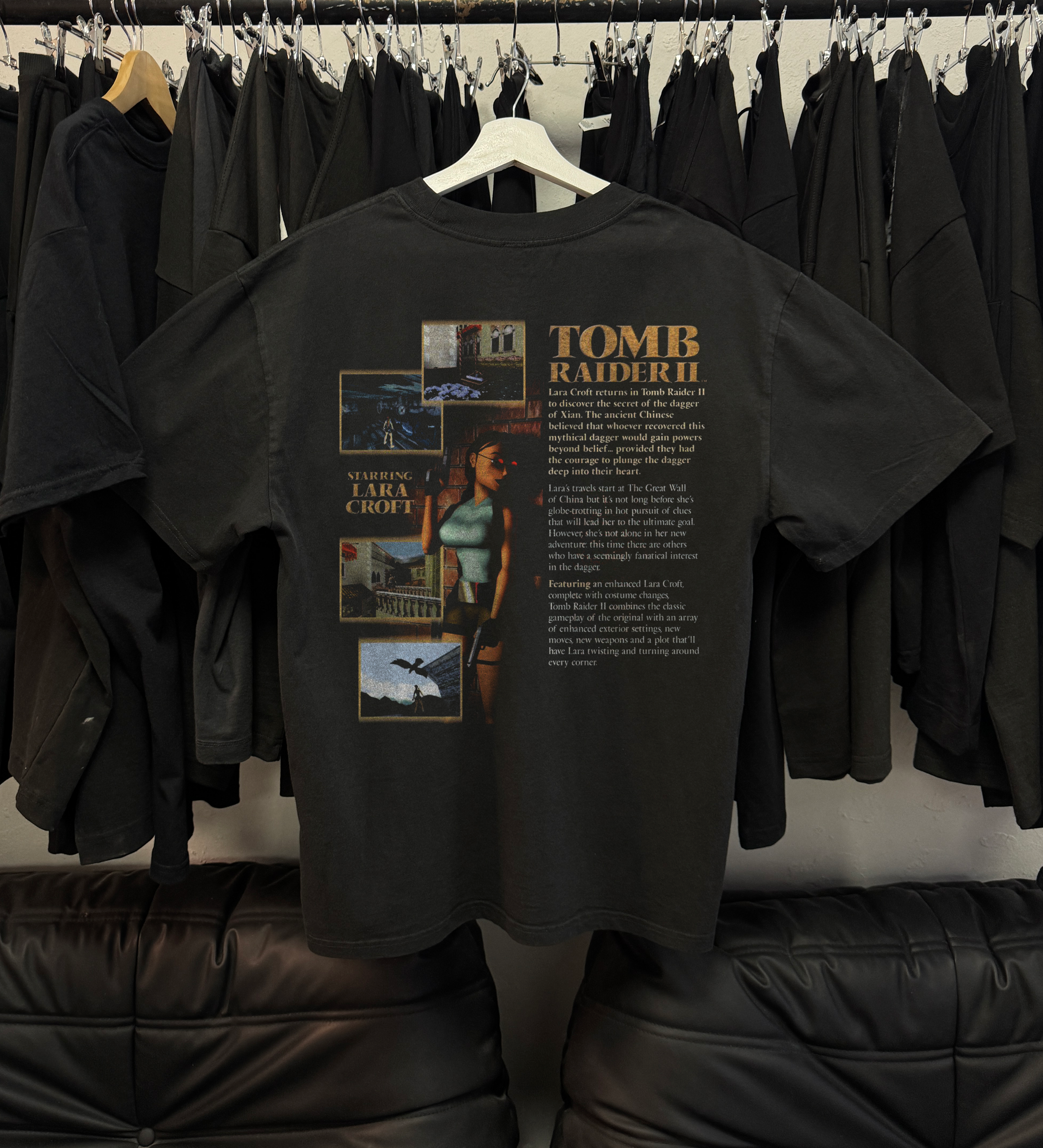 90s  PS1 Tomb raider II vintage black graphic t-shirt