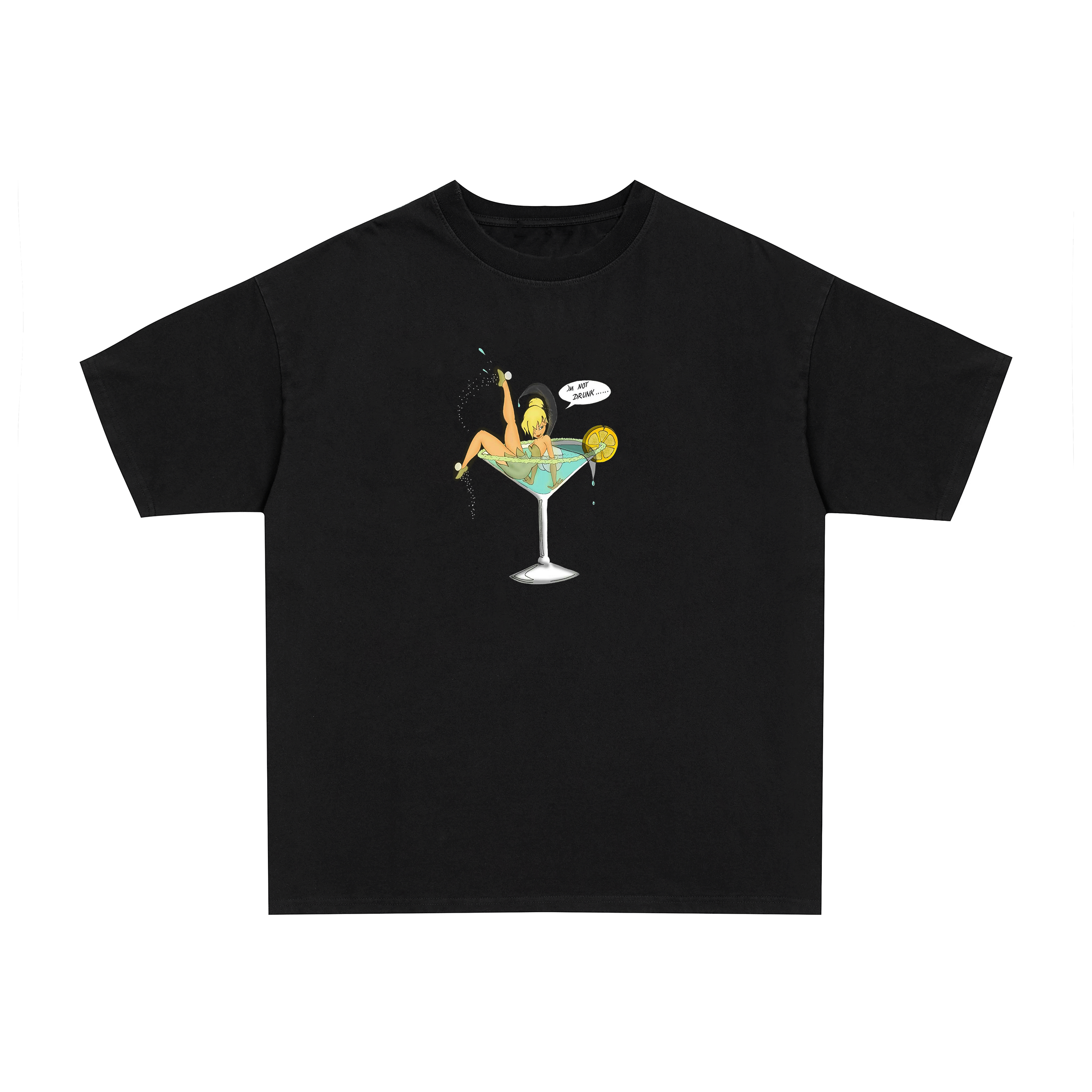 90's "I'm not drunk" Tinkerbell vintage black graphic t-shirt