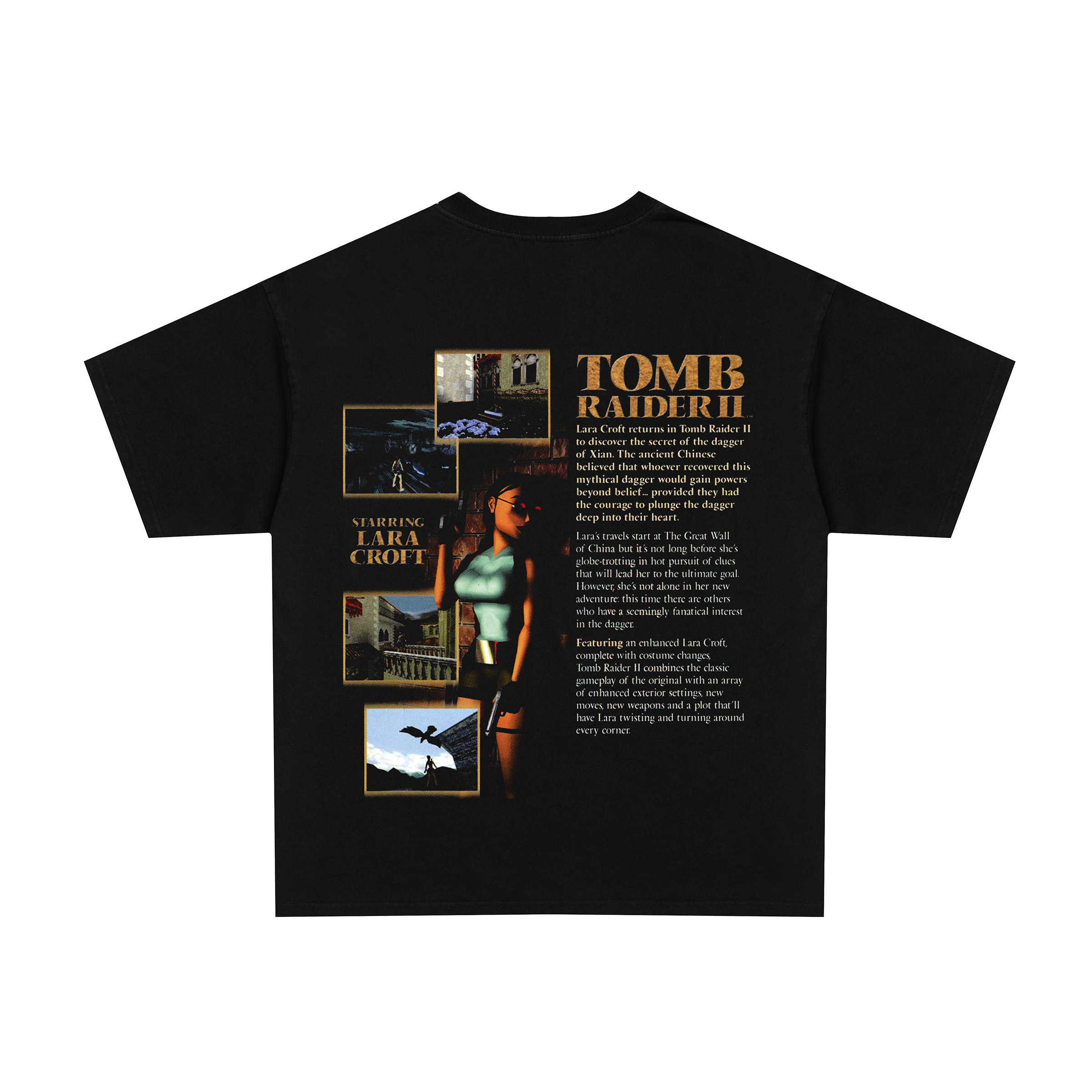 90s  PS1 Tomb raider II vintage black graphic t-shirt