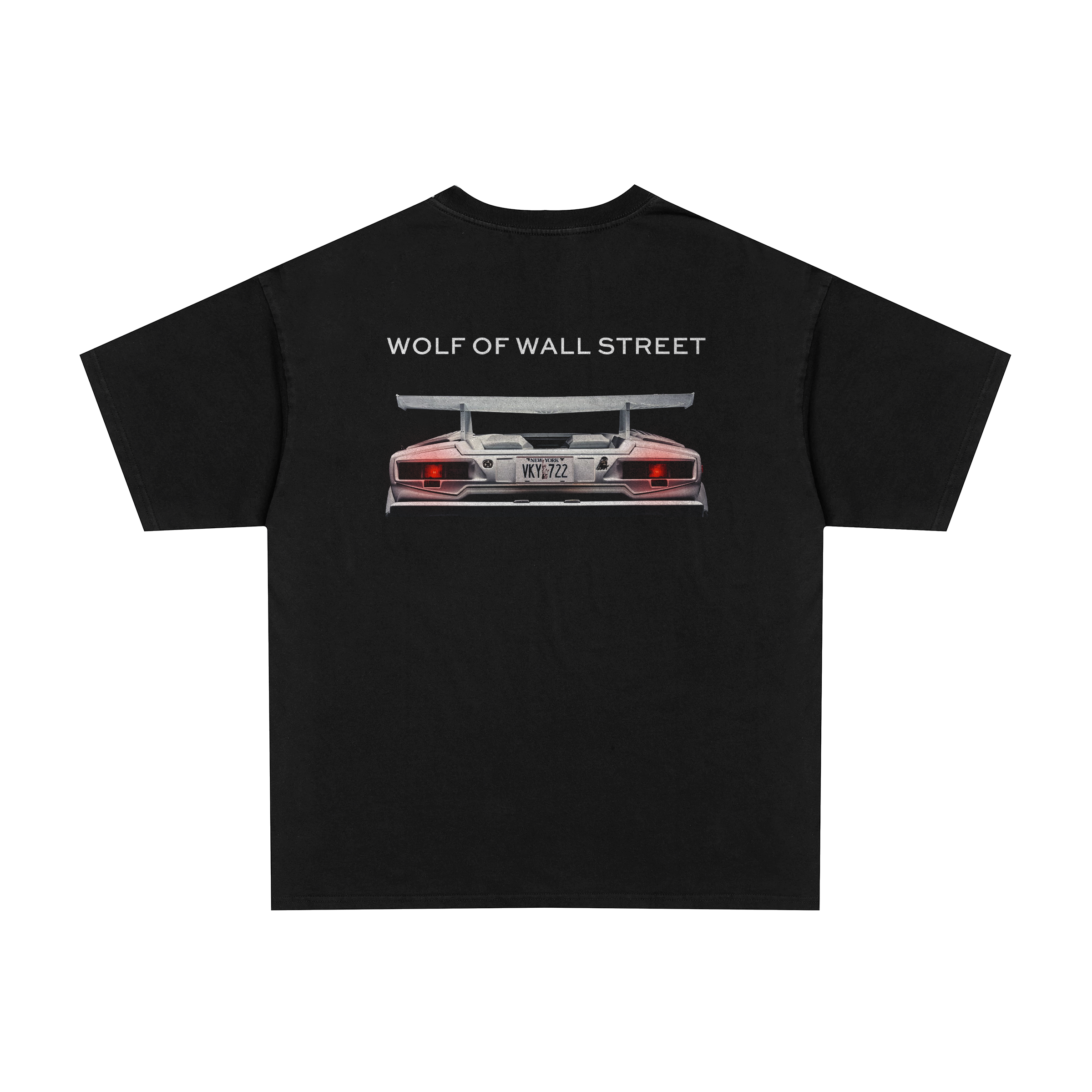 Vintage 2000s Wolf of Wall Street Lamborghini Countach graphic black t-shirt, retro movie / film posterboy streetwear tee